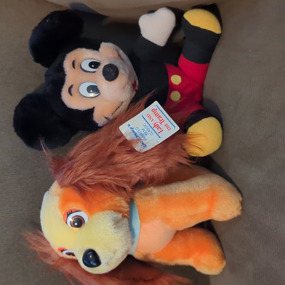Vintage Disney Stuffed Animal Lady and Mickey Mouse 70s-80s